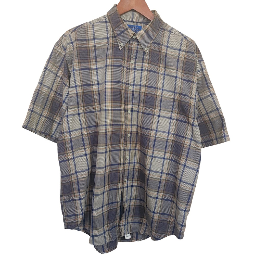 Pendleton Country Traditionals Plaid Short Sleeve Button Up Shirt‎ Mens XL Brown